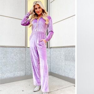 Velour Zip-Up Wide Leg Onesie